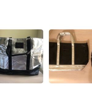 Sale! New Victoria’s Secret Black & Silver Tote w/ Matching Crossbody Bag Set